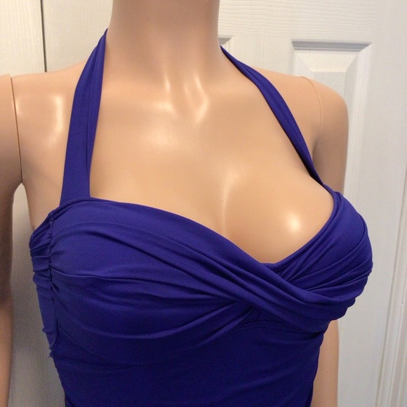 Tommy Bahama Womens Blue Twist Front Bandeau Halter 1pc Swimsuit Size 6 - Picture 2 of 9